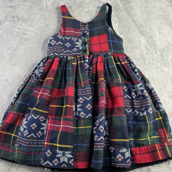 Ralph Lauren Girls Dress 4T Tartan Plaid‎ Patchwork Cotton Red Sleeveless Lined - Picture 9 of 14